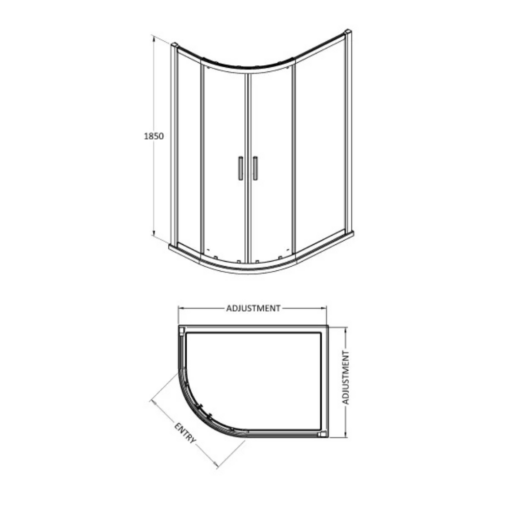 Chrome Pacific Offset Quadrant Enclosure 800mm or 900mm x 1200 - Image 3